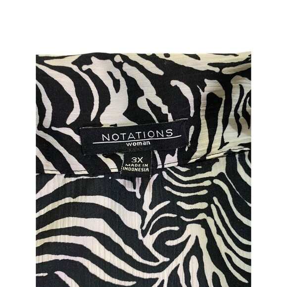Notations Top With Attached Camisole Woman's Size 3XL Black White Geometric - Picture 4 of 11